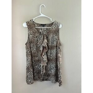 Y2K Notations Leopard Print Ruffle‎  XL Animal Indie Sleeze Boho